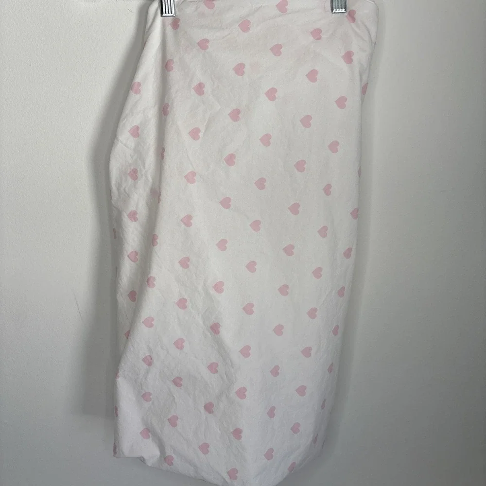 Pottery Barn Kids Crib‎ Organic cotton Fitted Sheet Pink Hearts EUC 1 pc